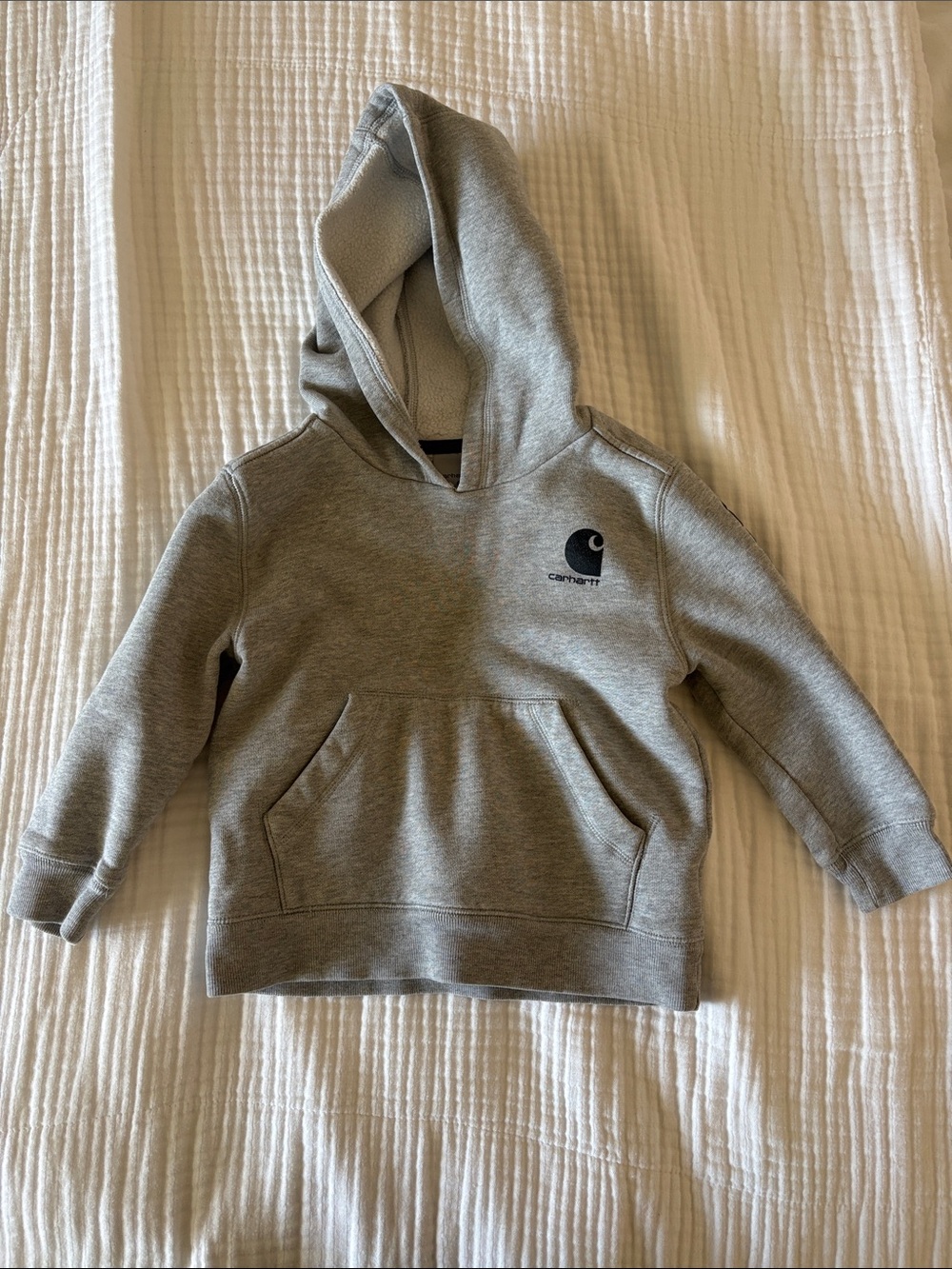 Carhartt Kids Grey Hooded Pullover with Logo